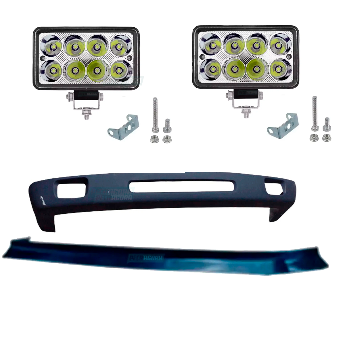 KIT SPOILER E BIGODE FIBRA COM 2 FAROIS NEBLINA LED MB 1519 (K.AS2231-AS1982P-DN