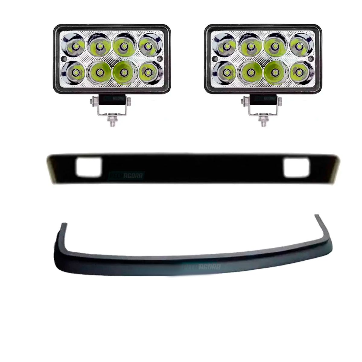 KIT SPOILER COM BIGODE PARACHOQUE E 2 FAROIS NEBLINA CENTRO FECHADO FIBRA MB 111