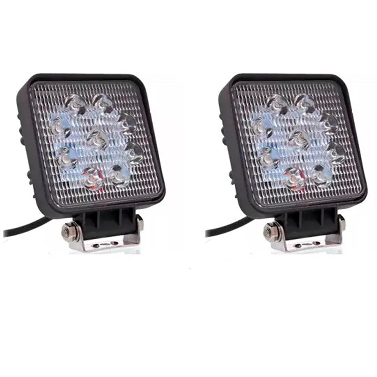 CAIXA 4 FAROIS MILHA LED 11 CM 12V 24V QUADRADO JEEP CARRO CAMINHAO MAQUINAS OFF