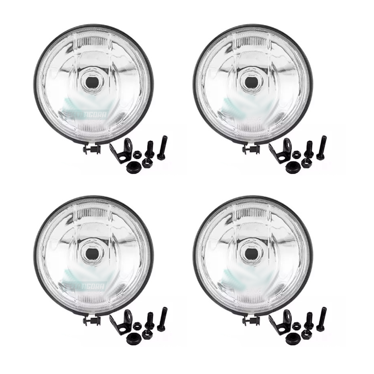 CAIXA 4 FAROIS MILHA LONGO ALCANCE 142MM REDONDO VIDRO H3 (CX.466843-2RG94100837