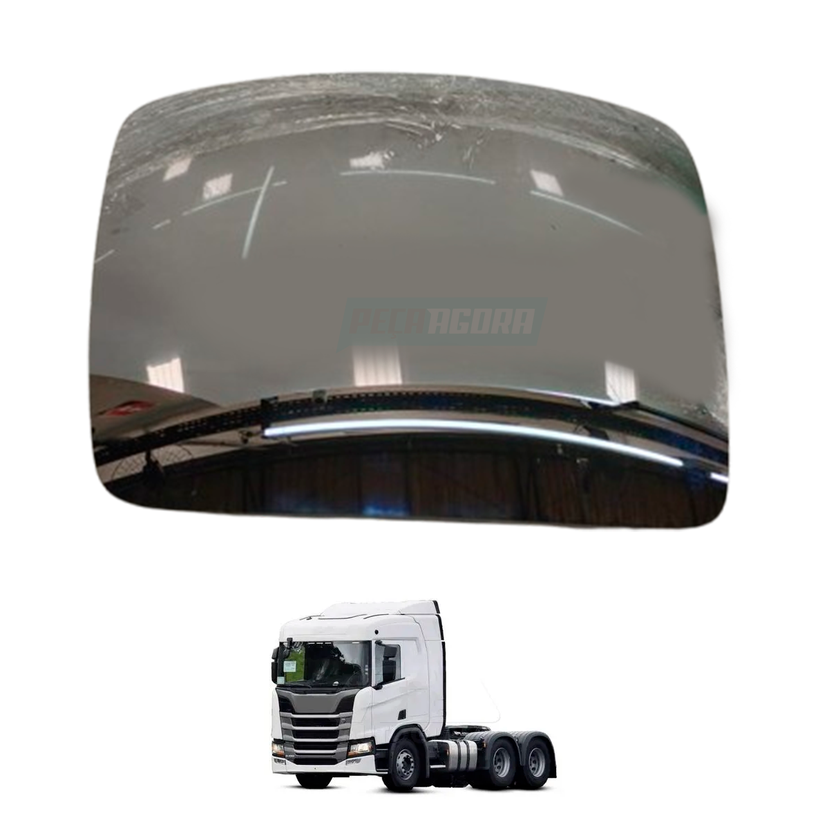 VIDRO ESPELHO  RETROVISOR SEM BASE ESQUERDO SCANIA NTG SERIE 6 - 2019... MENOR C