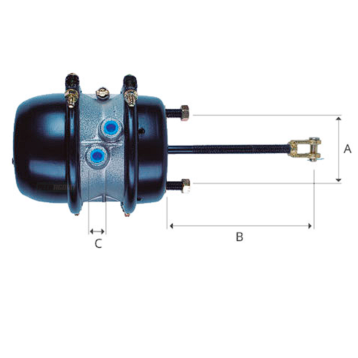 CUICA FREIO 24X30 3/8 POL 120MM HASTE 256MM FORQUILHA 1/2 POL FORD 26 TON 2004 D