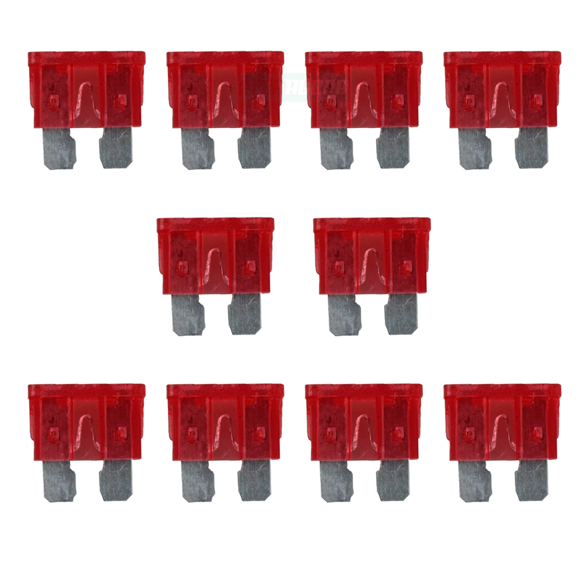 CAIXA 10 FUSIVEIS LAMINA 10 AMPERES VERMELHO DIVERSOS MB VW FIAT FORD VOLVO SCAN