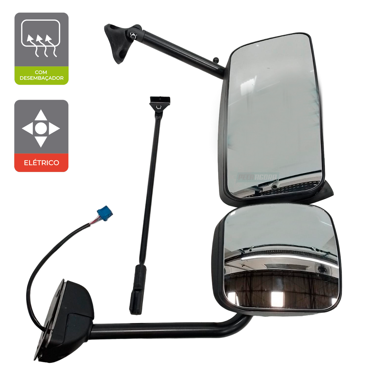ESPELHO RETROVISOR DIREITO ELETRICO MB AXOR ATEGO COM DESEMBACADOR COM BRACO COM