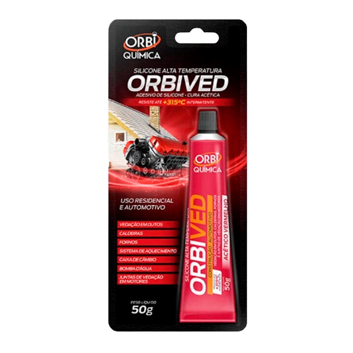 SILICONE ALTA TEMPEATURA ORBI VERMELHO 50G (856556)