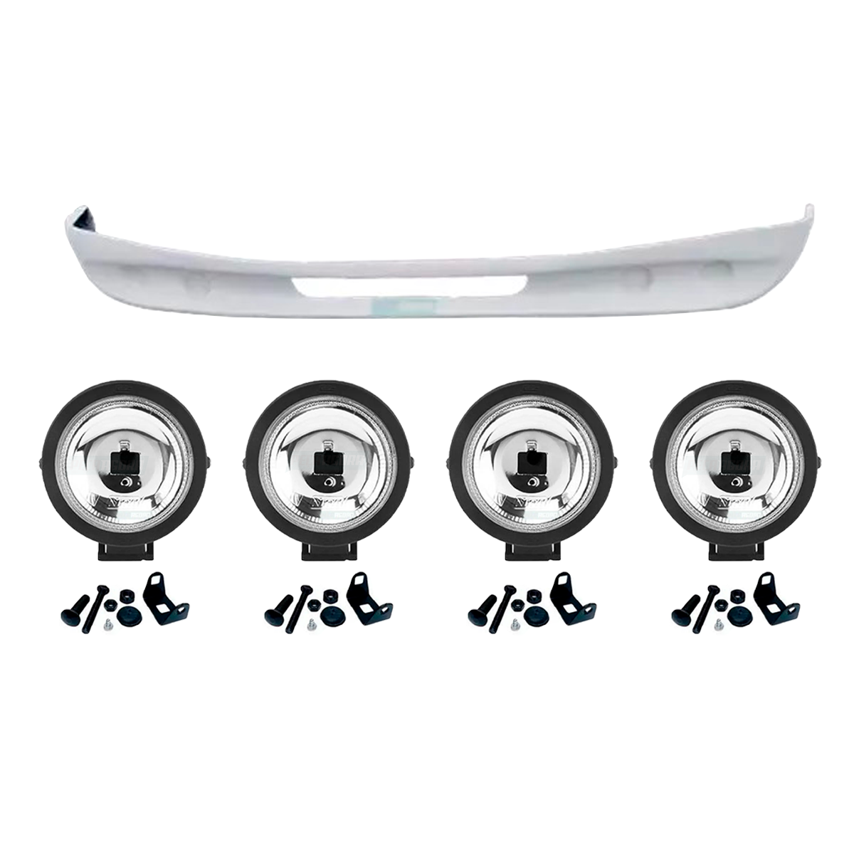 KIT SPOILER PARACHOQUE E FAROL AUXILIAR MILHA UNIVERSAL H3 85MM MINI SUN RAY VID