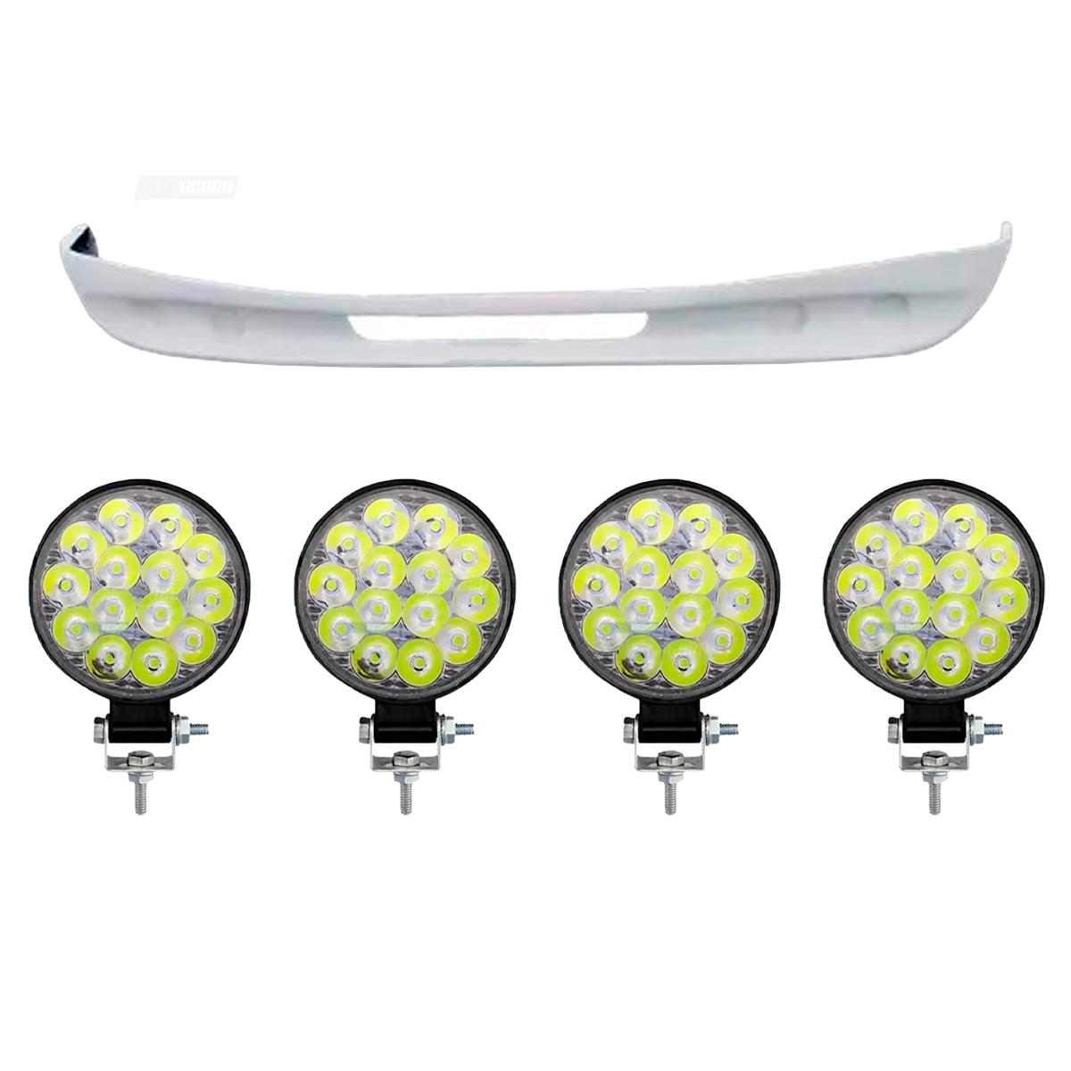 KIT SPOILER PARACHOQUE MB 709 710 912 914 BICUDINHO E FAROL MILHA 14 LED MINI 8,