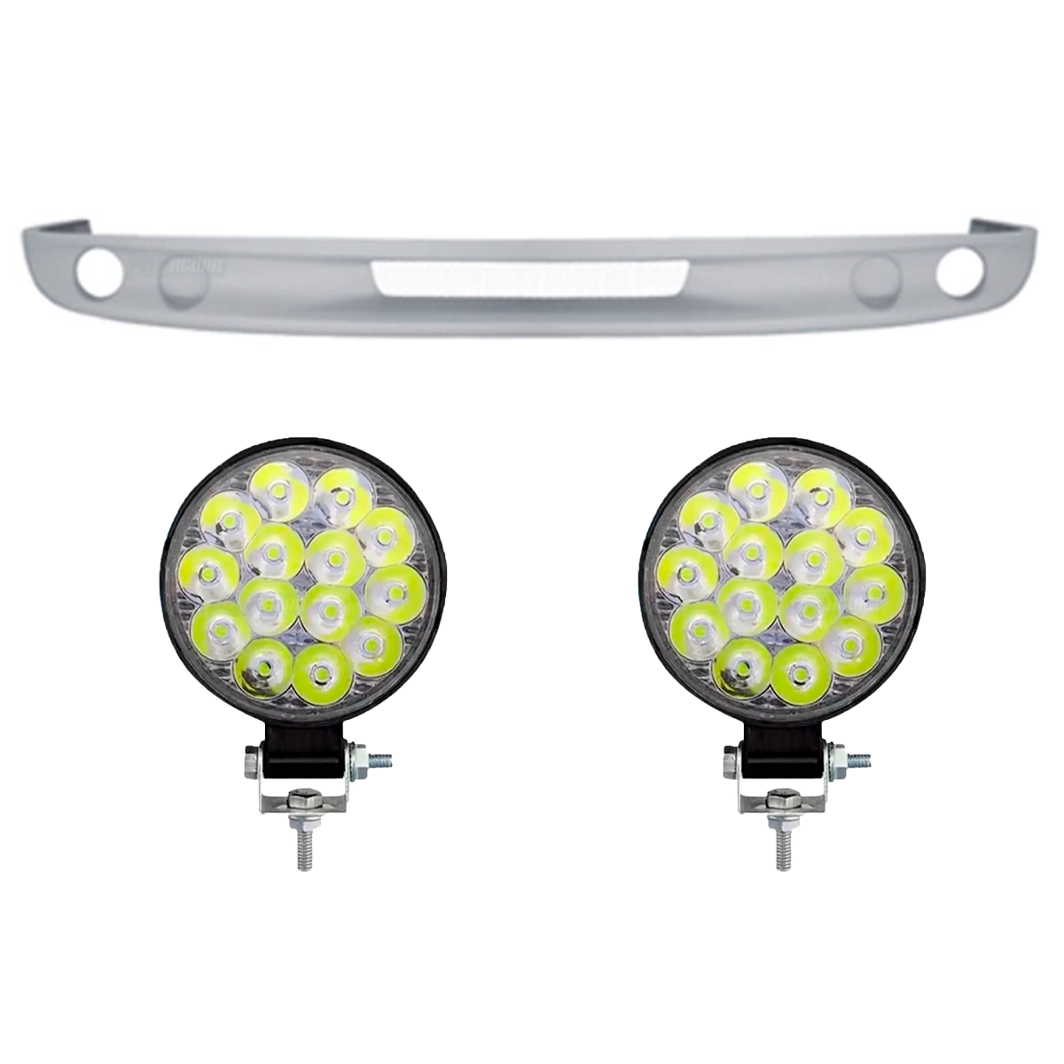 CAIXA 2 FAROIS MILHA 14 LED MINI 8,5CM 42W 12V 24V REDONDO OFF ROAD 6000K  (CX.F