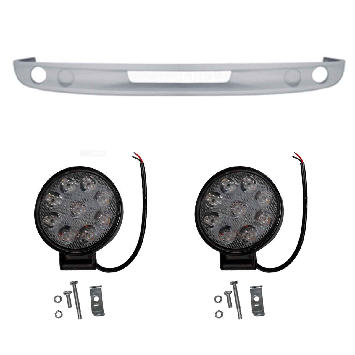 CAIXA 2 FAROIS MILHA 9 LED MINI 8 CM REDONDO 27W 9V A 36V  (CX.FAROL8CM9LEDRED-E