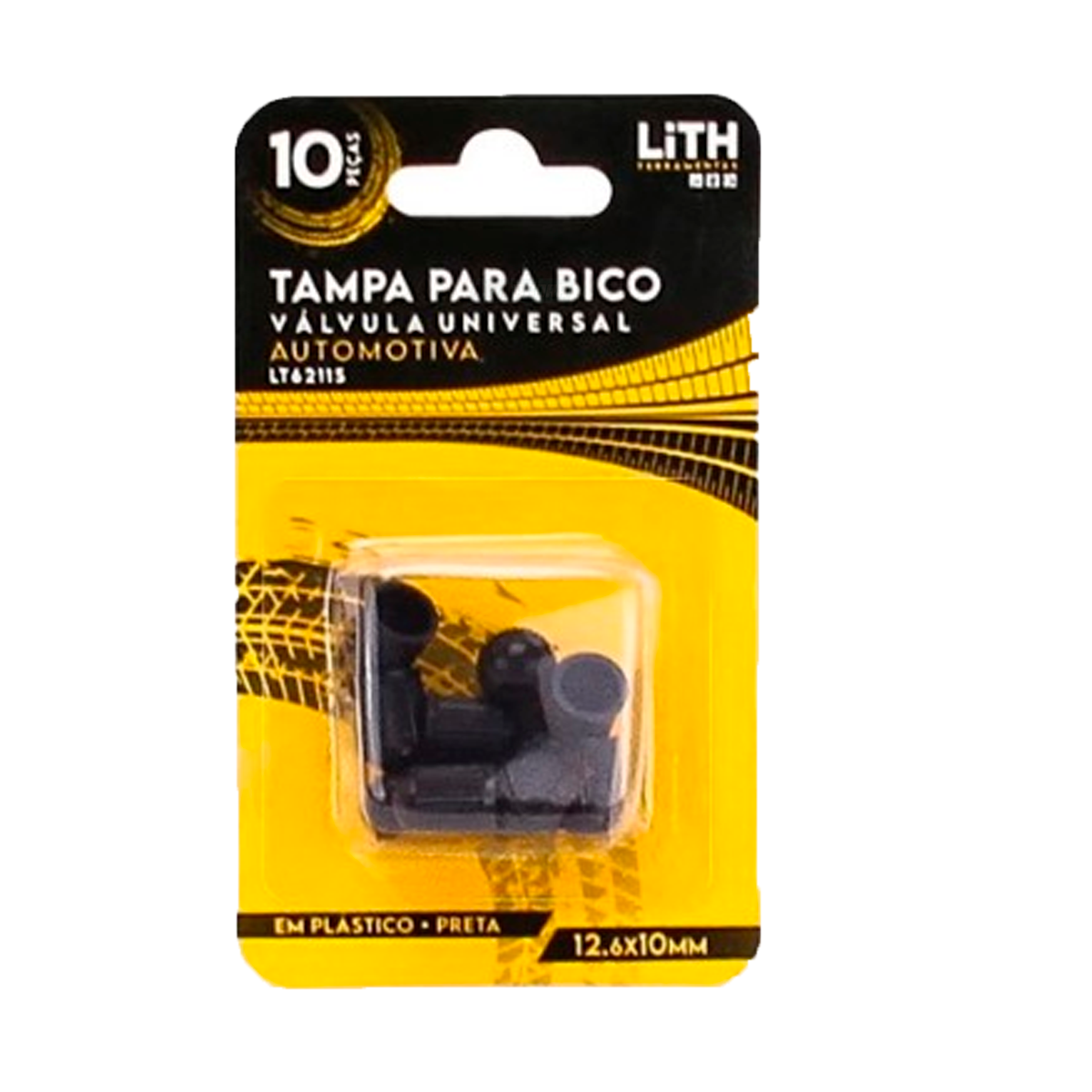 JOGO TAMPAS UNIVERSAL BICOS VALVULAS PRETA 10 PECAS (LITH-LT6211S)