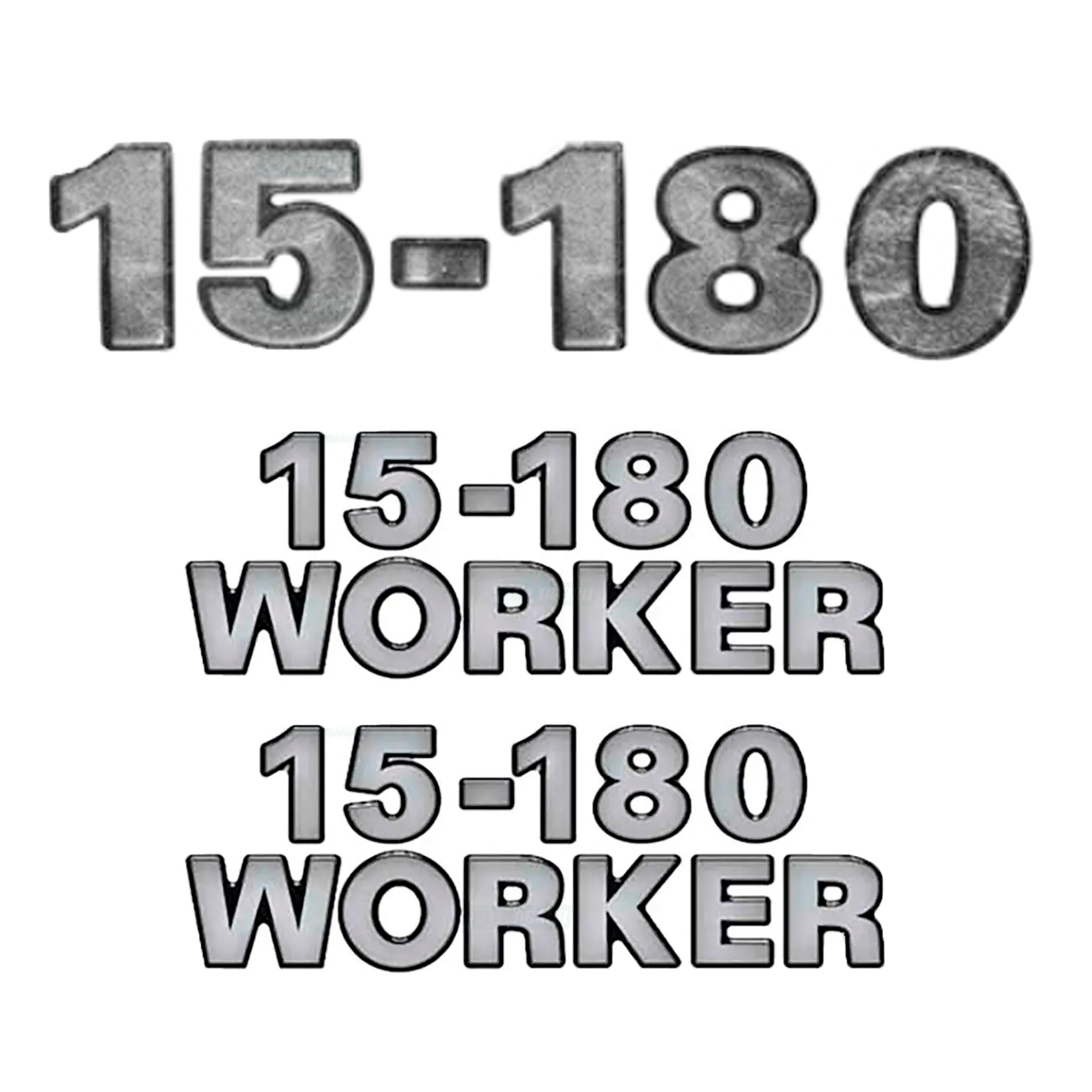 KIT EMBLEMAS COLANTES 15-180 PRATA LATERAIS FRONTAL VW 15180 WORKER (K.VW15180-P