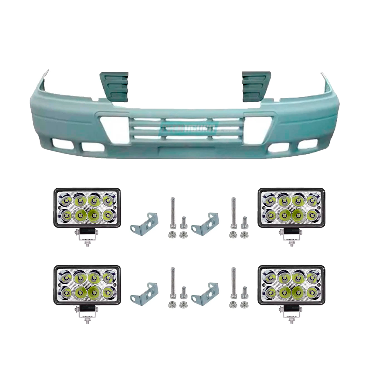 CAIXA 2 FAROIS NEBLINA MILHA LED RETANGULAR 15X8CM 9 A 48V UNIVERSAL SUPORTE TRA