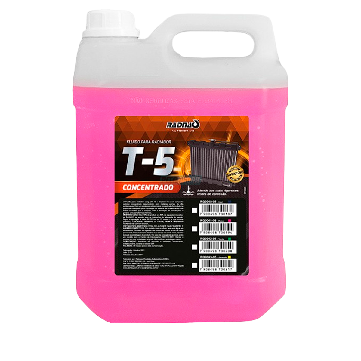 ADITIVO RADIADOR T5 LONG LIFE UNIVERSAL ROSA 20 LITRO CONCENTRADO CARRO E UTILIT