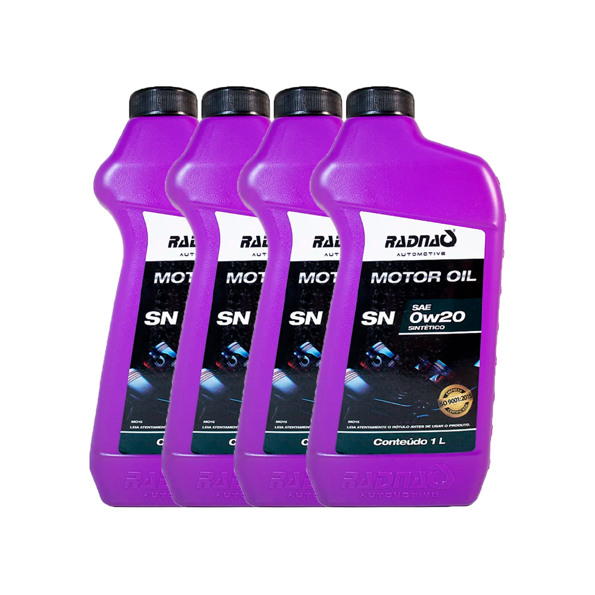CAIXA COM 4 OLEO MOTOR 0W20 SINTETICO SN RADNAQ 1L GASOLINA ALCOOL FLEX GNV  (CX