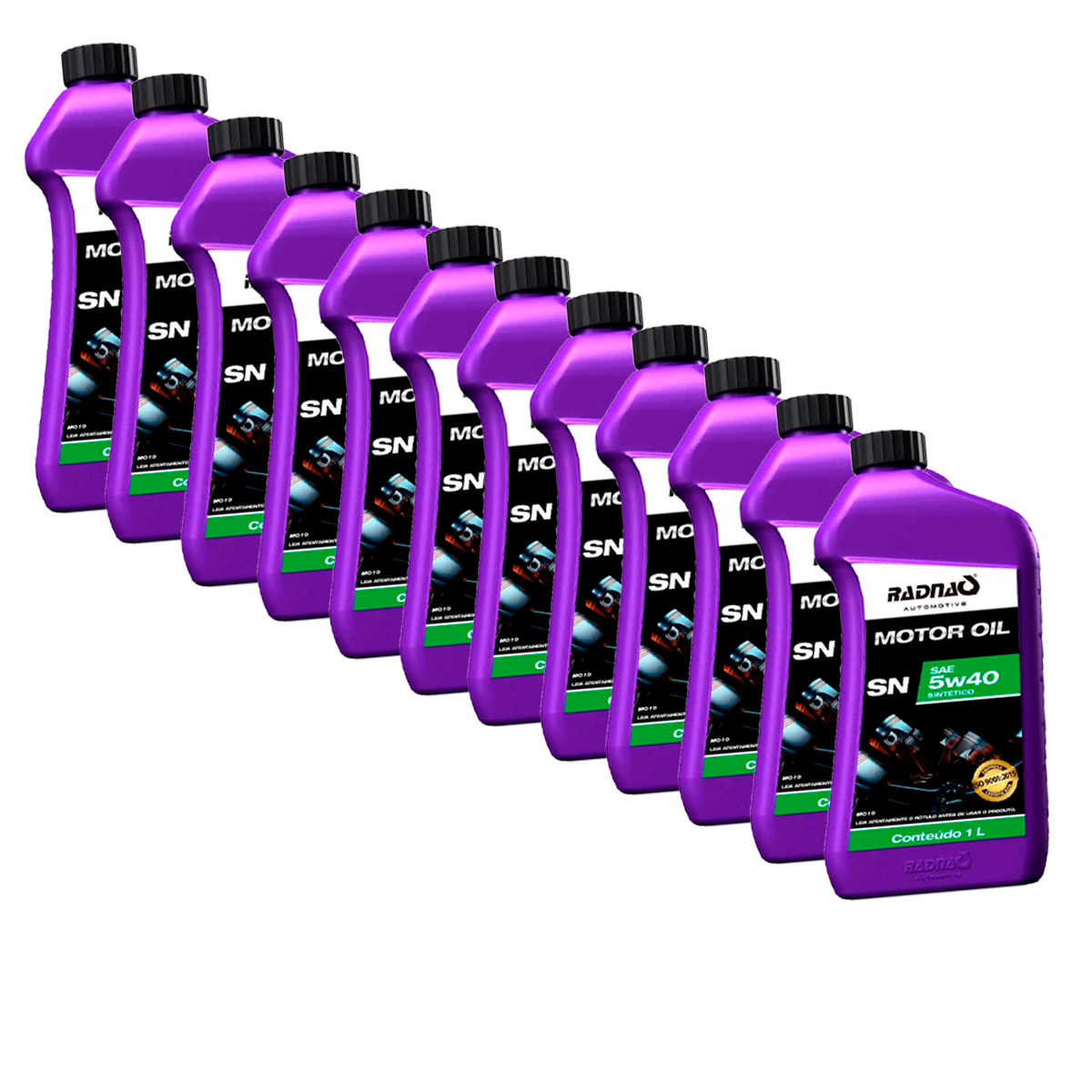 CAIXA 4 OLEO MOTOR 5W40 SINTETICO RADNAQ SN 4L GASOLINA ALCOOL FLEX GNV  (CX.MO1