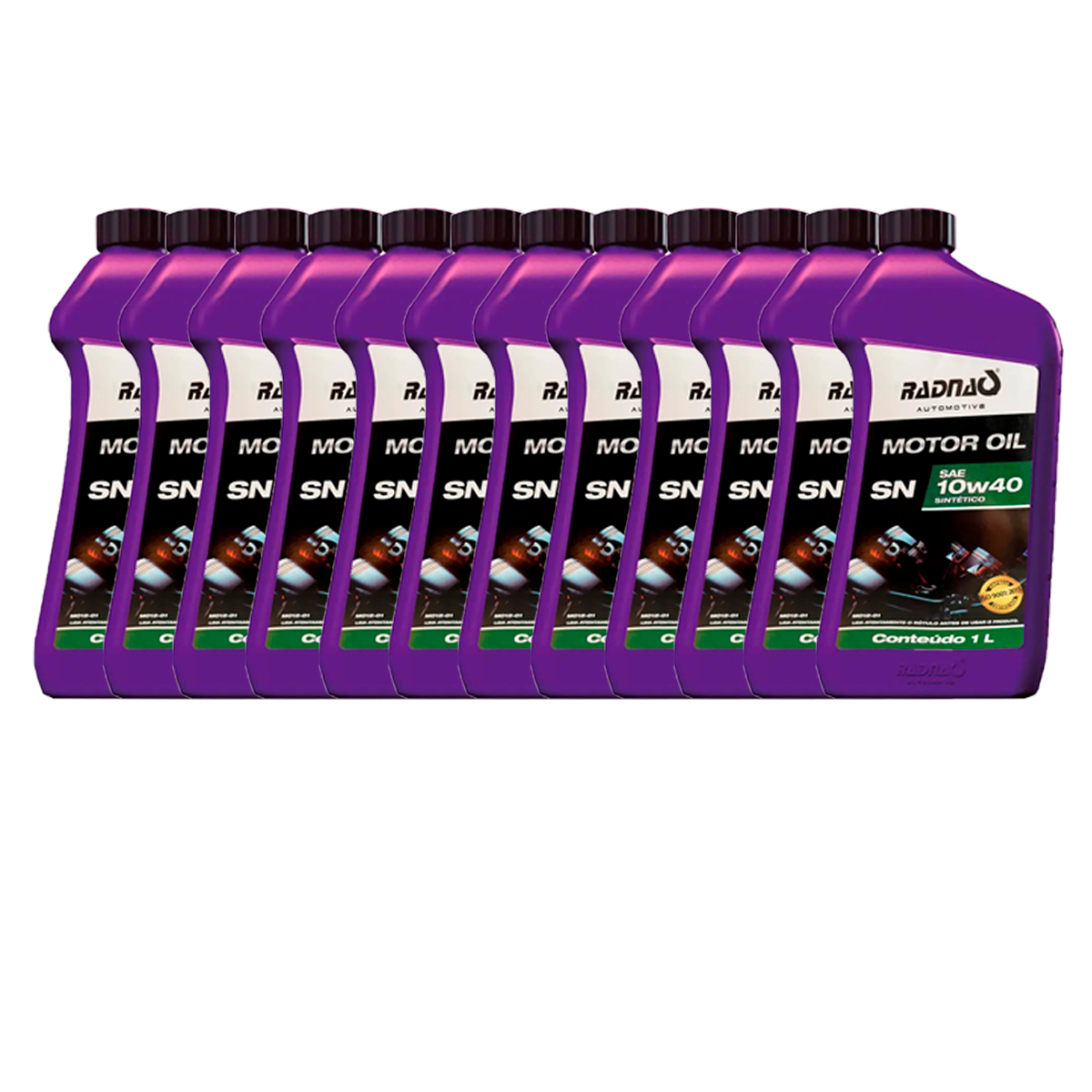 CAIXA COM 4 OLEO MOTOR 10W40 SINTETICO SN RADNAQ 1L GASOLINA ALCOOL FLEX GNV (CX