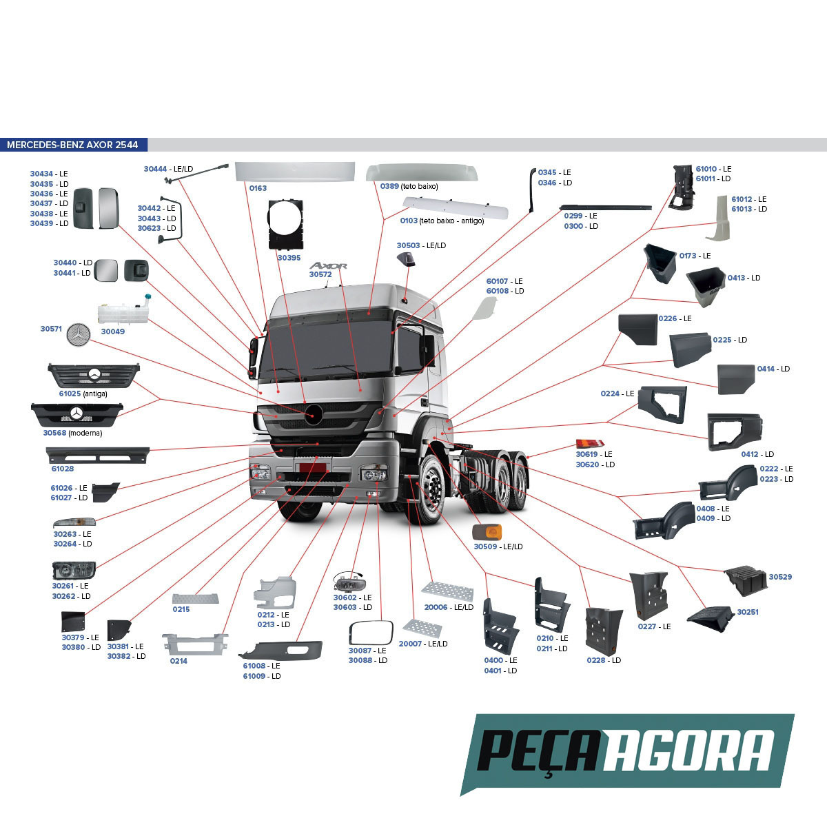 TAMPA INFERIOR SPOILER MB   AXOR LADO ESQUERDO (9448850322X)