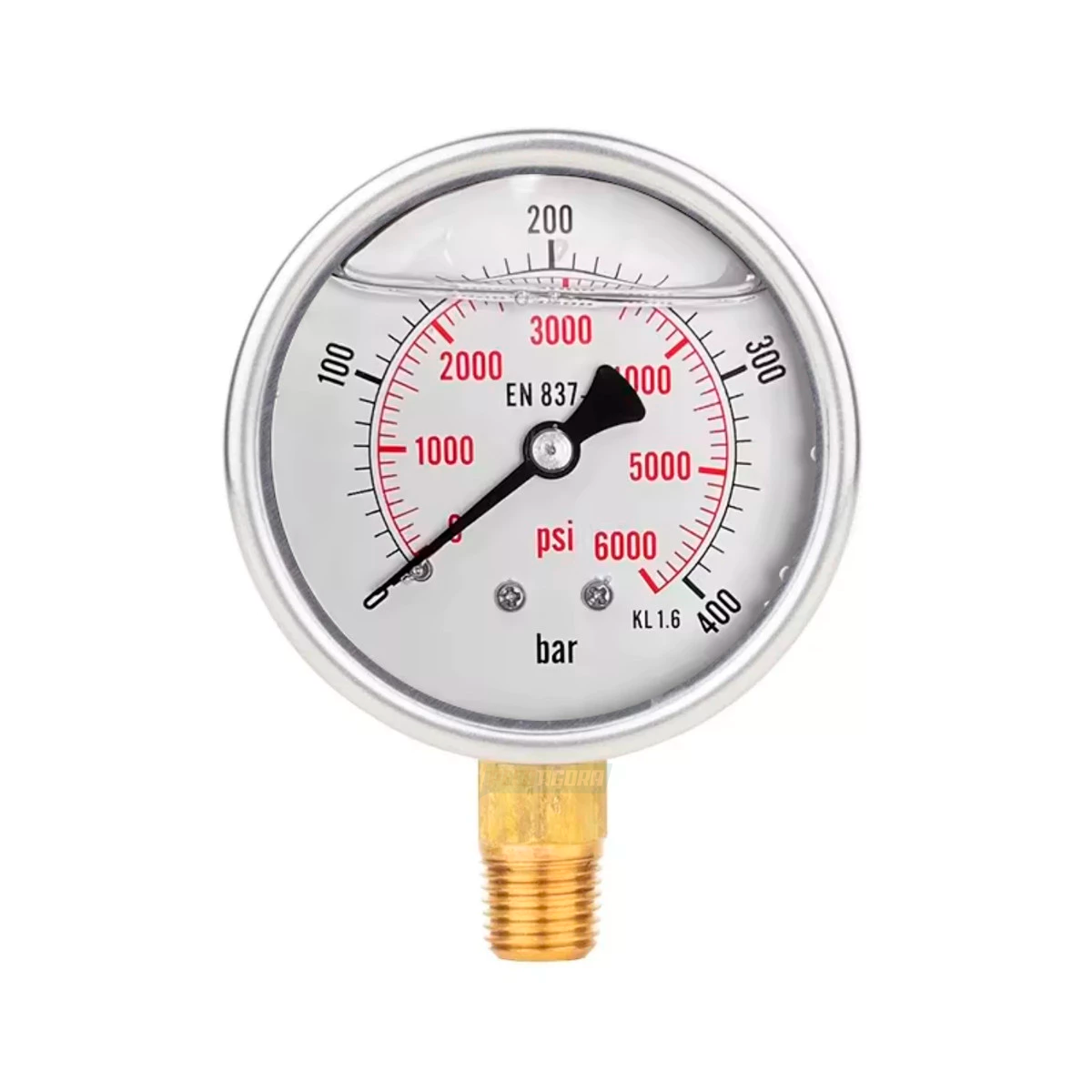 MANOMETRO INOX 63MM VERTICAL 1/4 GLICERINA 400 BAR 6000 PSI (1020686890)