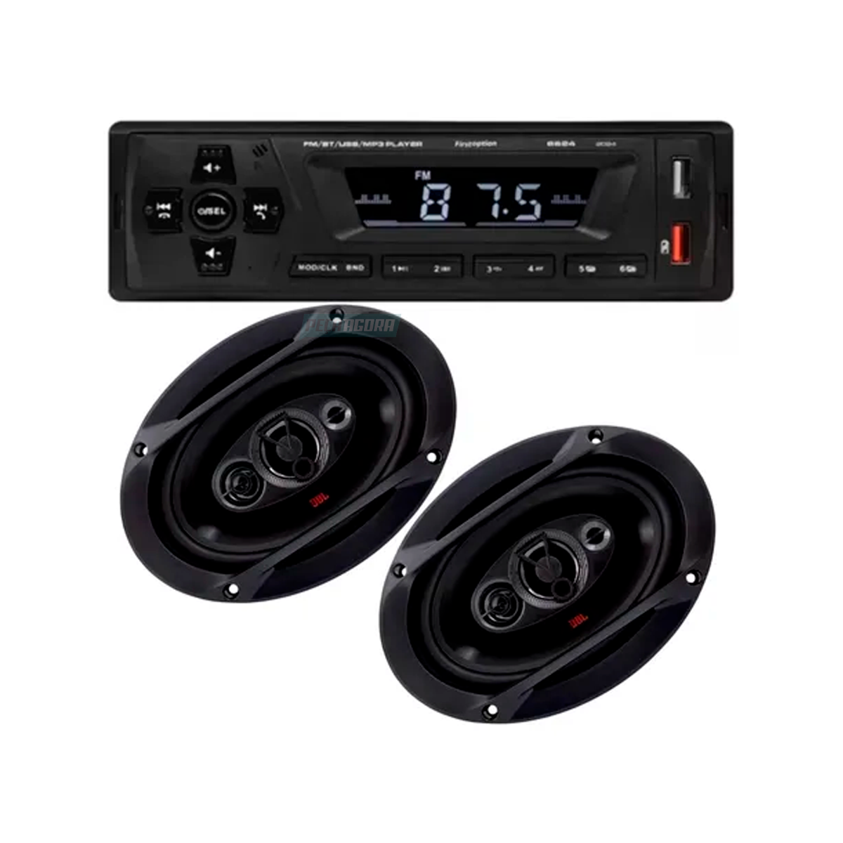 KIT RADIO MP3 2 ALTO FALANTE 6X9 JBL 200W RMS 40HMS (5377902904)