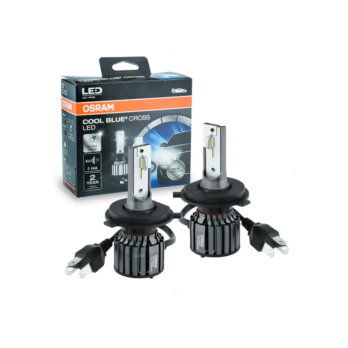 KIT LED COOL BLUE CROSS H4 OSRAM 64193CW CBC POTÊNCIA 23W TENSAO 12V 2 ANOS DE 