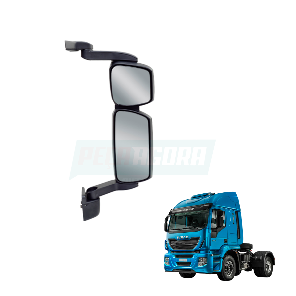 ESPELHO PARA IVECO STRALIS DIREITO COM DESEMBACADOR COMPLETO CONVEXO ELETRICO  (