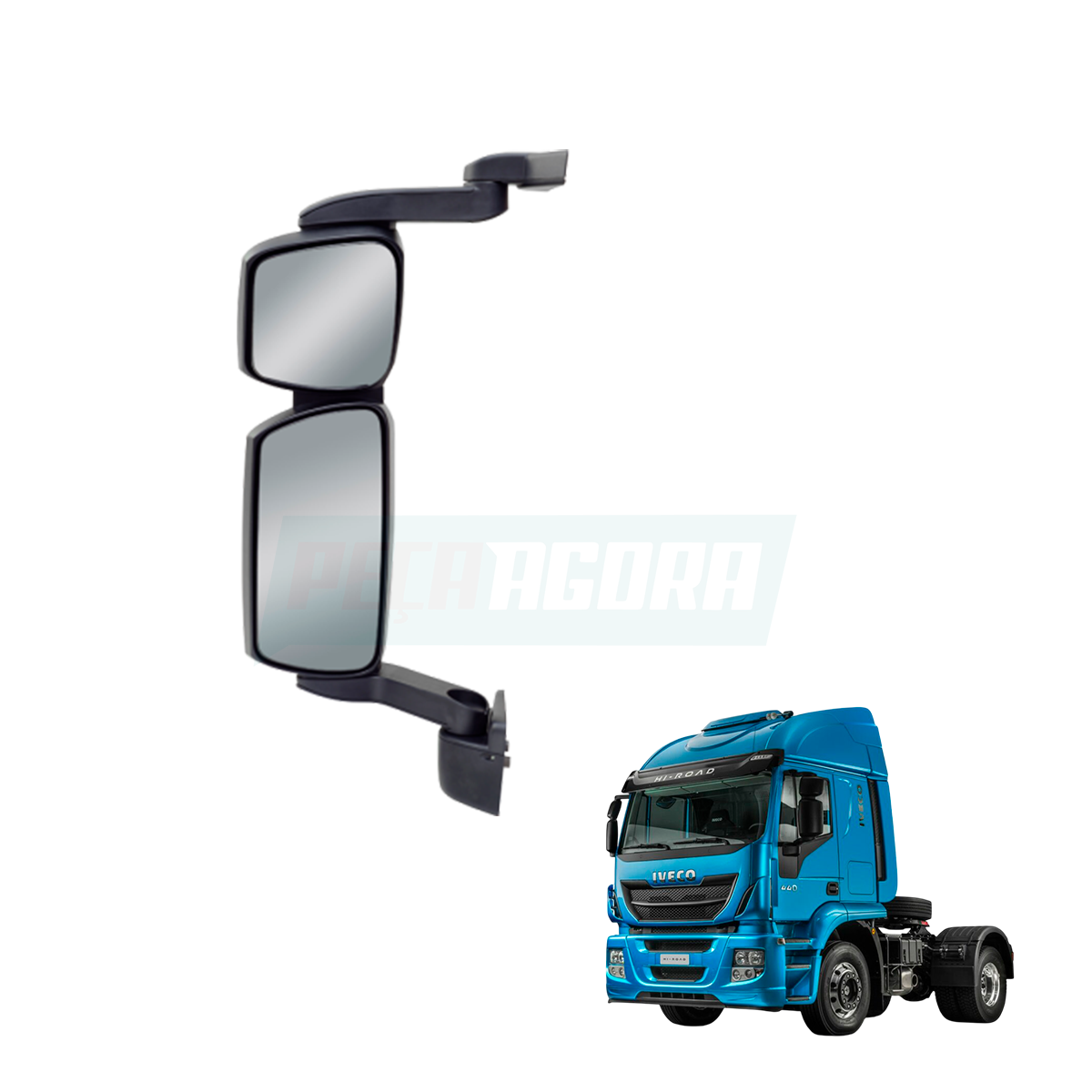 ESPELHO IMPORTADO PARA IVECO STRALIS ESQUERDO COM DESEMBACADOR COMPLETO CONV.ELE