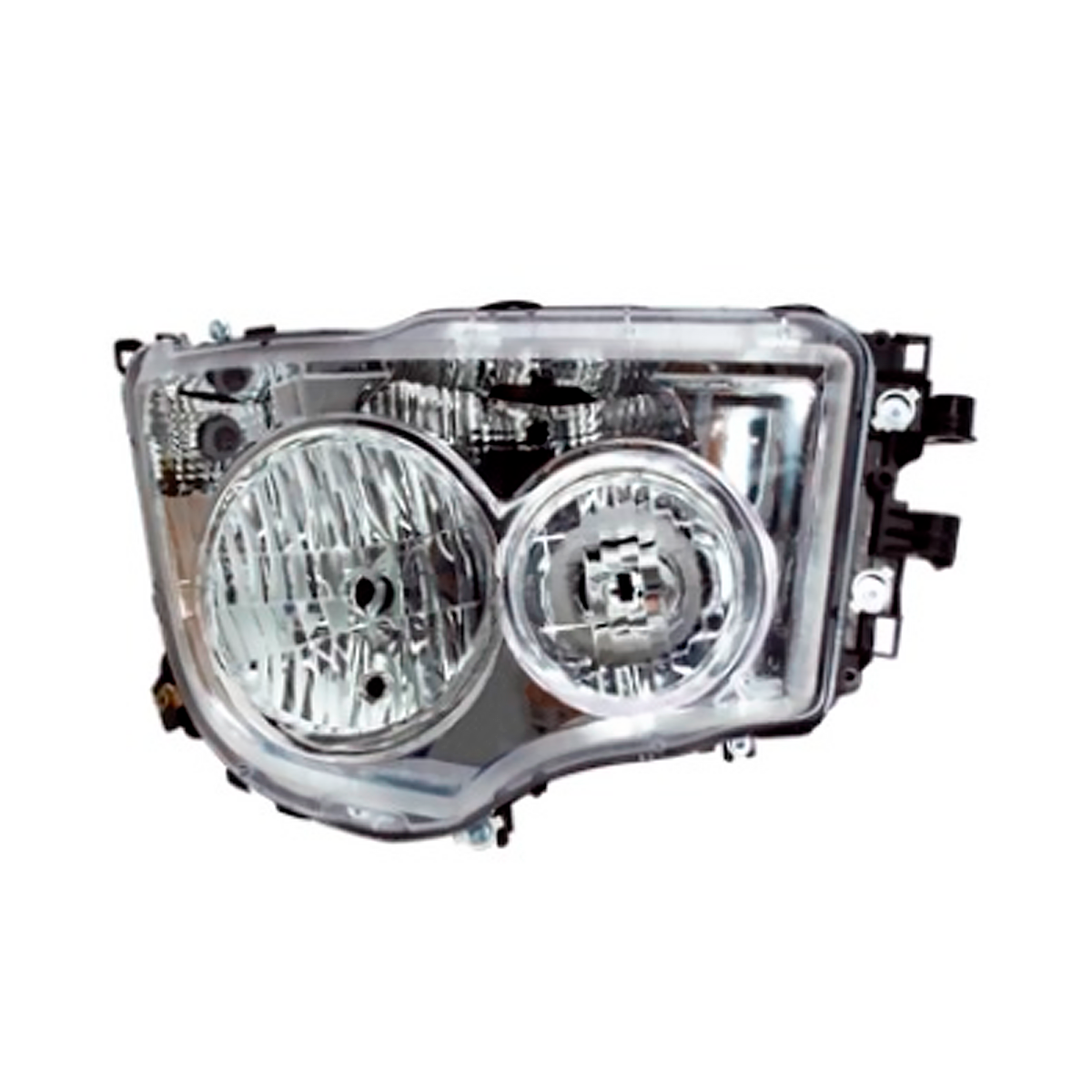 FAROL PRINCIPAL DIREITO MB AROCS DRL SEM LUZ DIURNA MASCARA NEGRA  (9618202759)