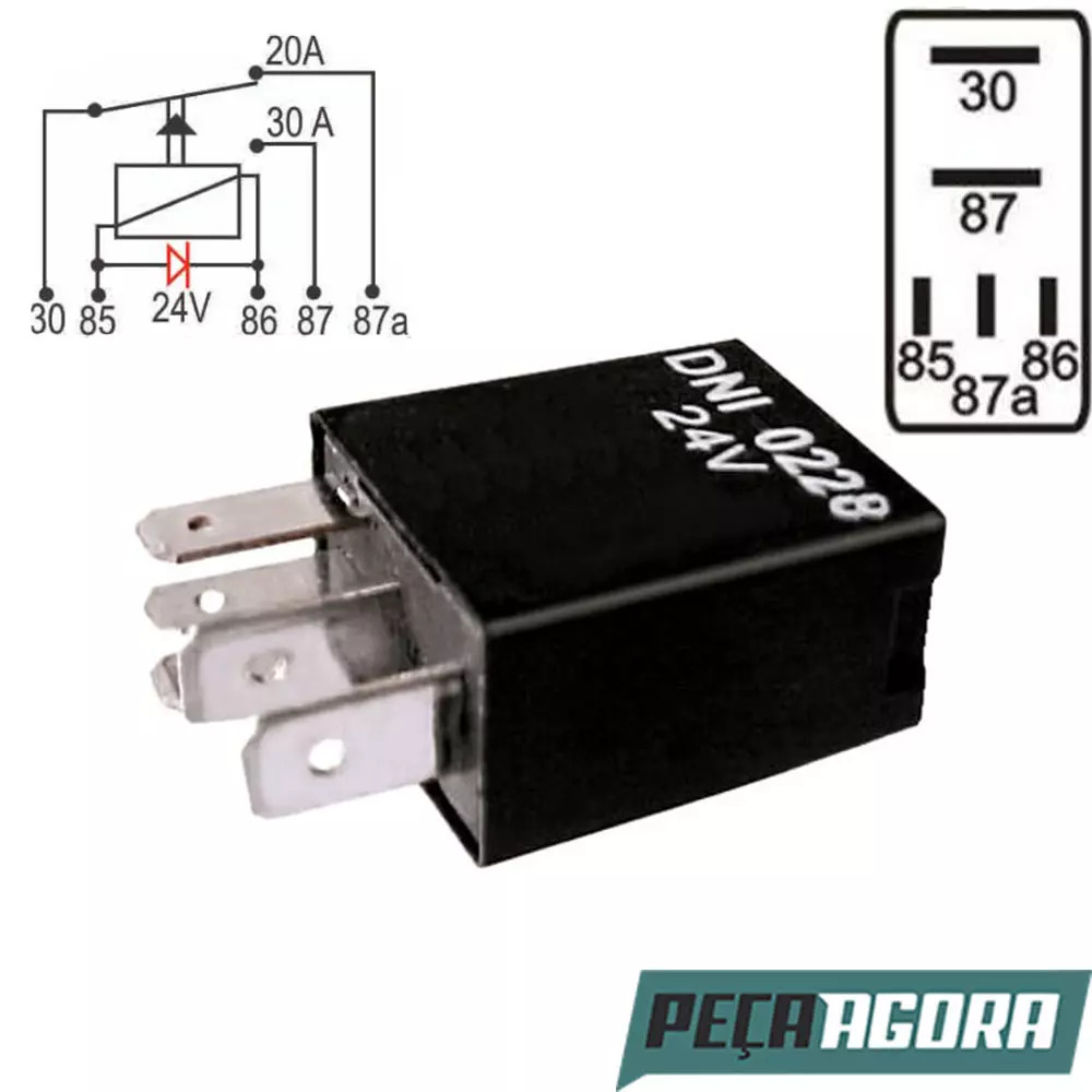 MINI RELE AUXILIAR REVERSOR COM DIODO 30/20 MB 24V (DNI0228)