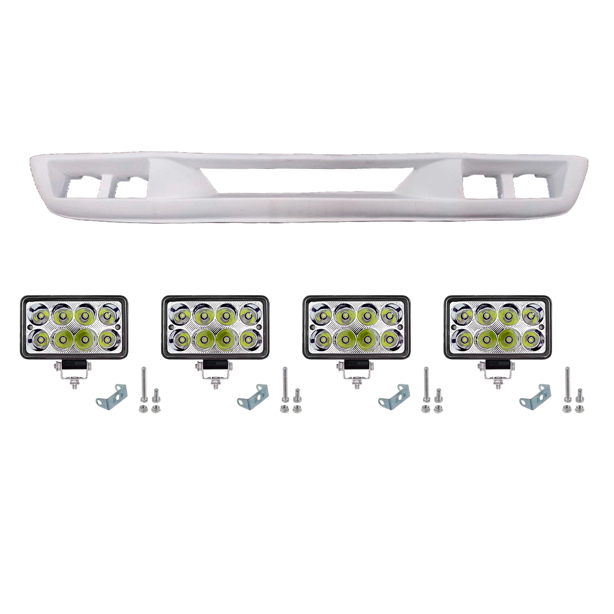 KIT SPOILER DO PARACHOQUE COM 4 FAROIS NEBLINA LED MB 1418 1618  (K.DNI4162-AS24