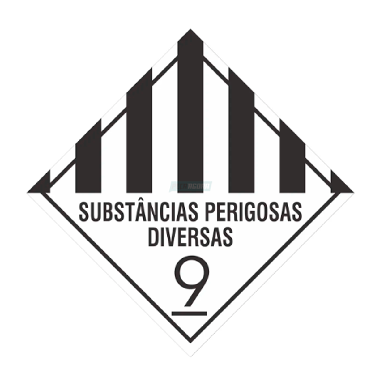 PLACA DE RISCO SIMBOLOGIA TRANSPORTE SUBSTANCIAS PERIGOSAS CLASSE 9 COM AVARIA (