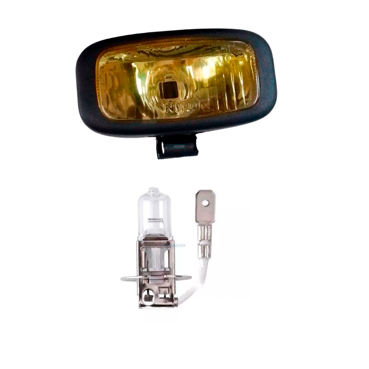KIT FAROL MILHA MINI AMARELO LAMPADA H3 24V PK 22S BRANCA HALOGENA (K.ML0469-F16