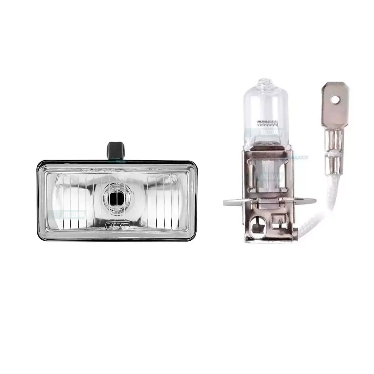 KIT FAROL NEBLINA RETANGULAR LAMPADA H3 24V 52X78MM CRISTAL LISO (K.424173-F15V-