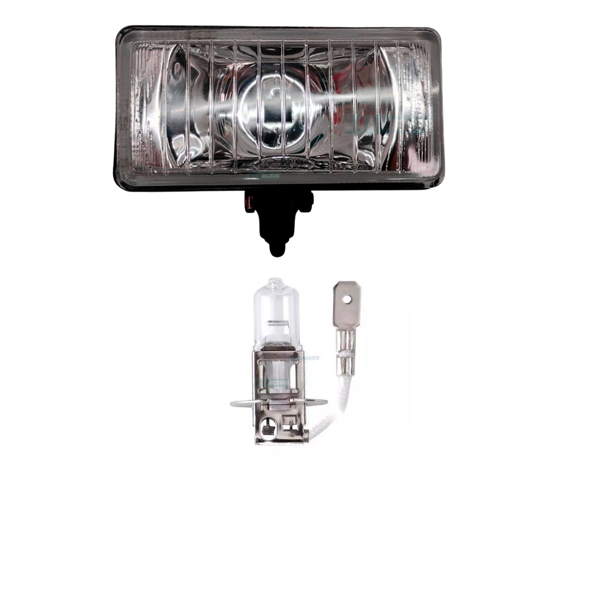 KIT FAROL NEBLINA MILHA 152X77MM RETANGULAR LAMPADA H3 12V PK 22S BRANCA HALOGEN