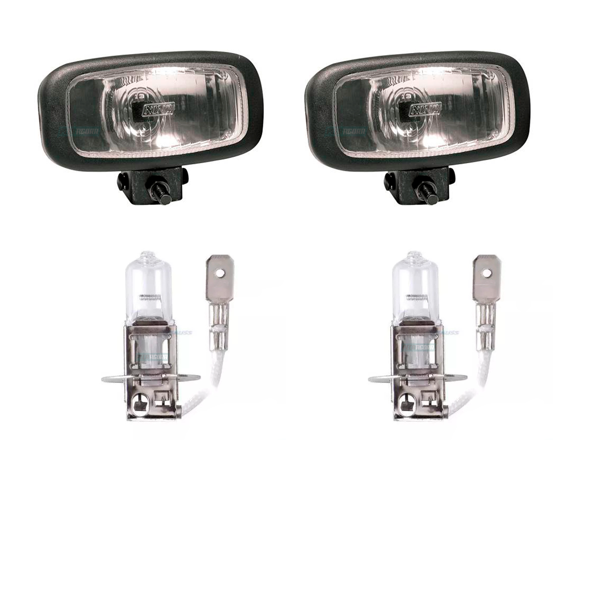 KIT 2 FAROIS MILHA 135X70MM 2 LAMPADAS H3 12V PK 22S BRANCA HALOGENA (K.MILHA-F1