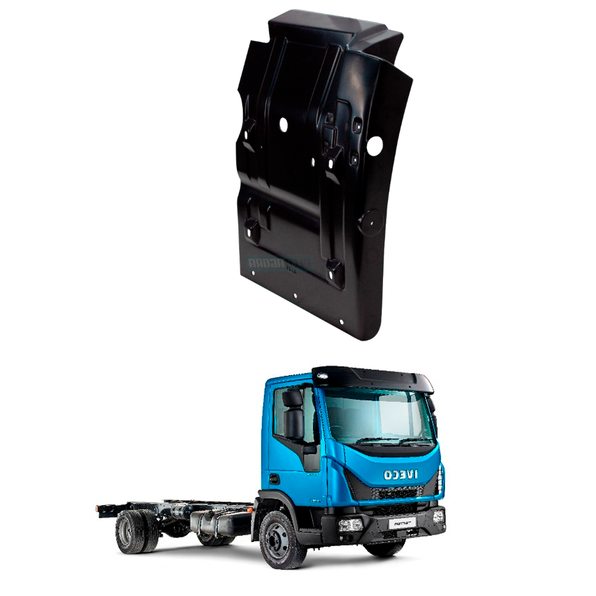 PARALAMA TRASEIRO DIREITO CABINE IVECO TECTOR 11-190 PRETO PLASTICO S/ PINTURA  