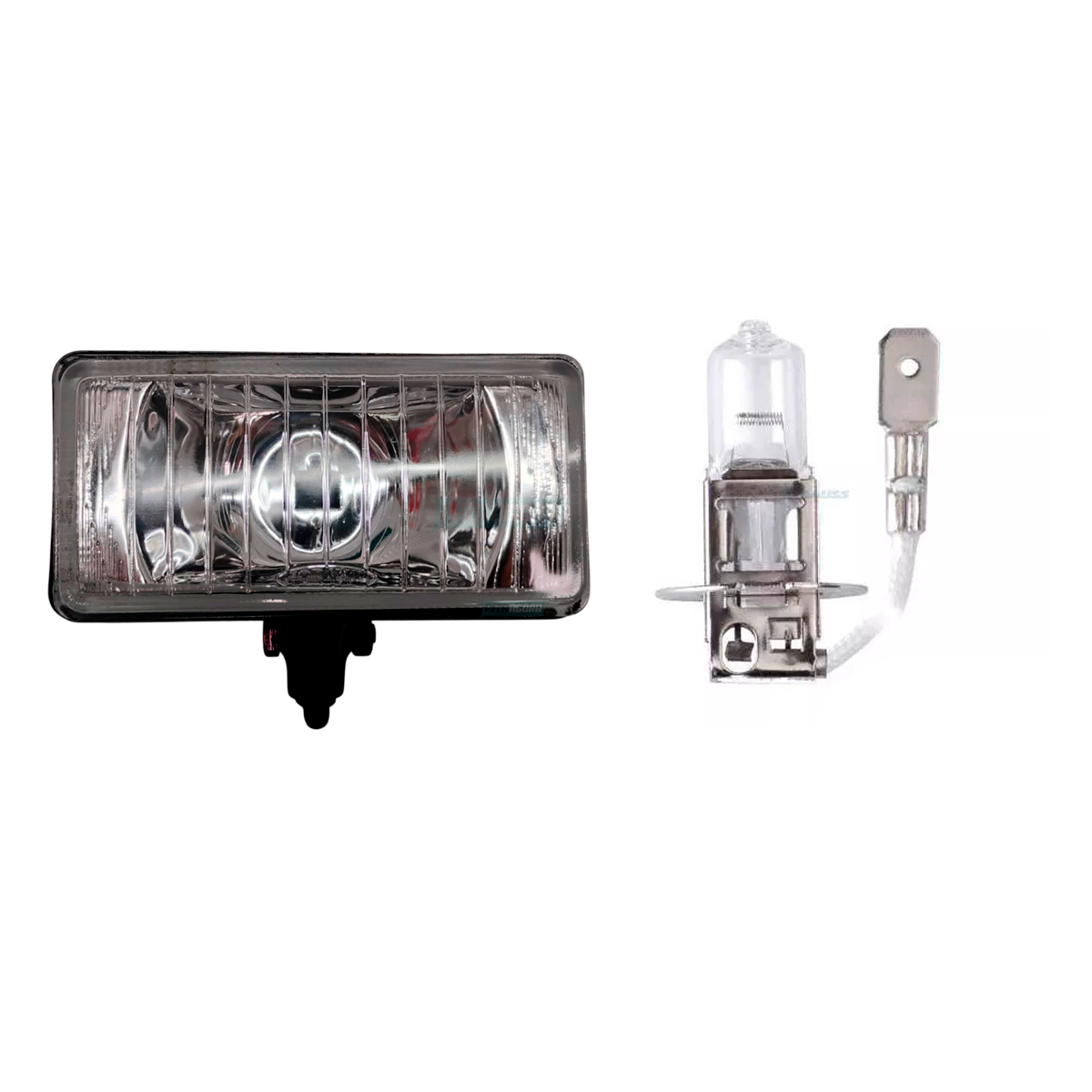 KIT 1 FAROL AUXILIAR MILHA LENTE LISA 152X77MM RETANGULAR CRISTAL 1 LAMPADA H3 2