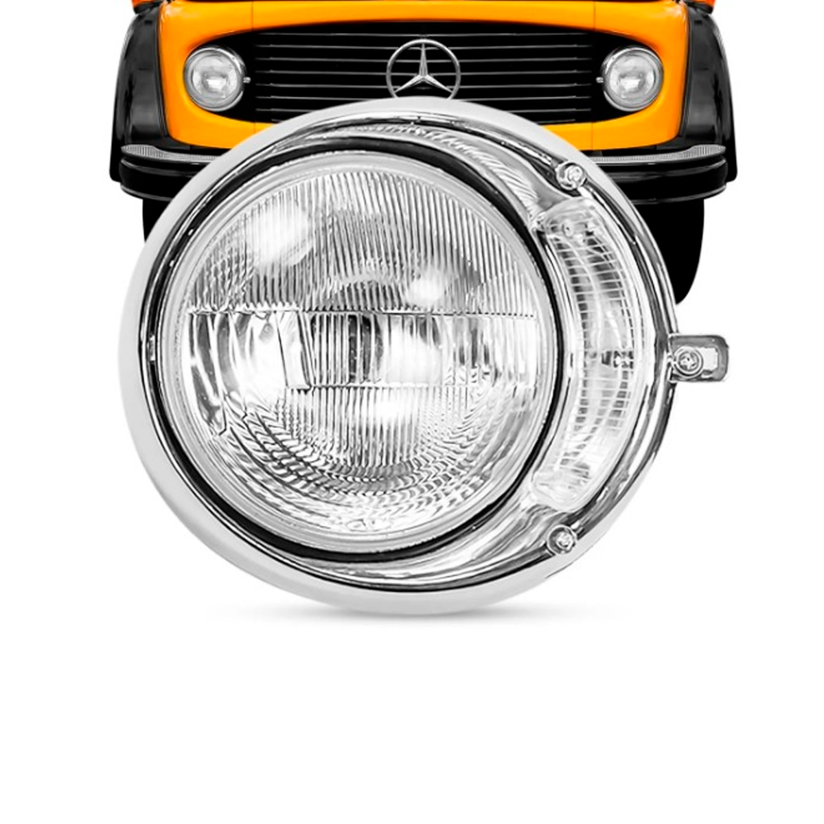 FAROL TREMENDAO CROMADO COM PISCA MB 1113 1313 66 A 83 FUSCA 63 A 72 KOMBI ATE 7
