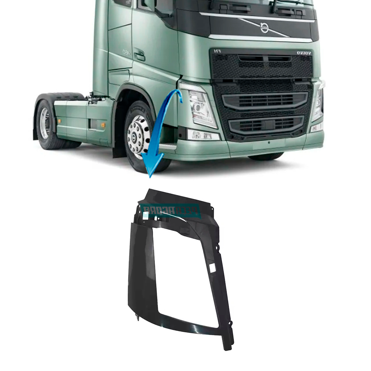 MOLDURA FAROL DIREITO VOLVO FH 420 460 500 540 - 2015 A 2021 (21874457-21873554-