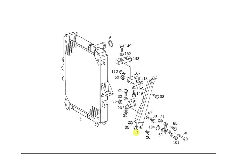 SUPORTE RADIADOR LATERAL MB 1634 LS 2001 A 2012 1938 LS 1998 A 2004 ATRON 1635S 