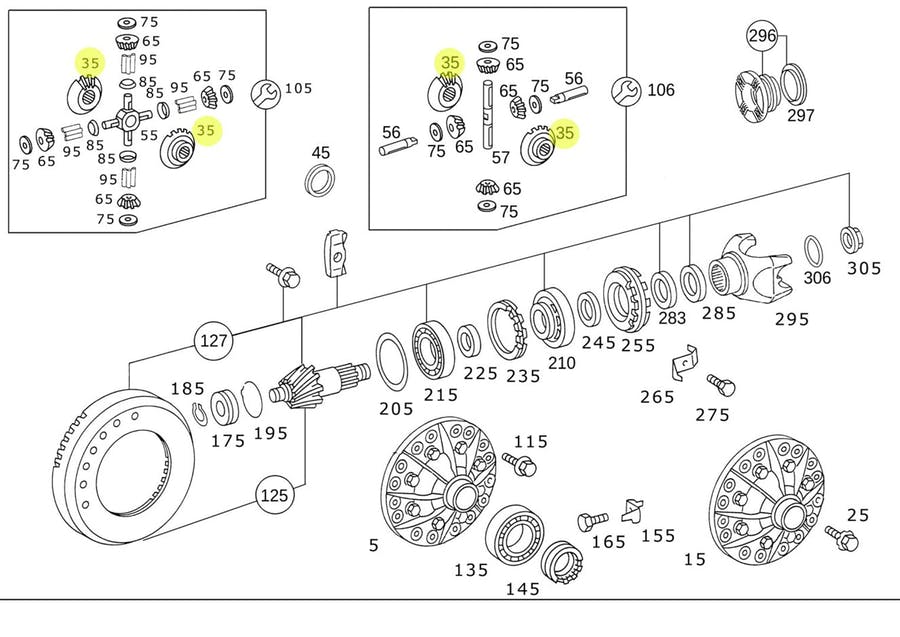 ENGRENAGEM PLANETARIA CAIXA EIXO HL4/063 - R390 MB OF1721 (9733530715)