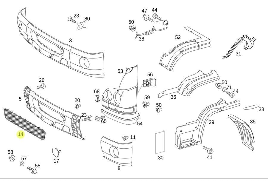 MOLDURA DO PARACHOQUE MB 710 715 915C   (9798850081)