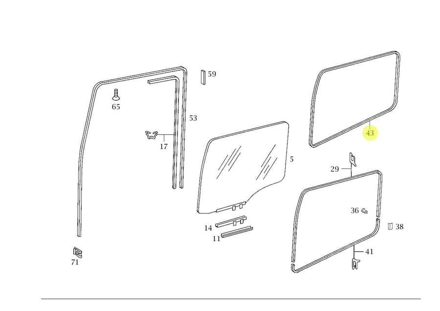 BORRACHA VEDACAO EXTERNA PORTA LD MB AXOR ATEGO (9587251266)