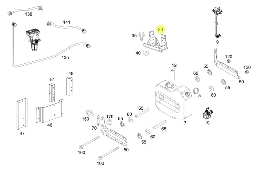 SUPORTE TANQUE ADBLUE MERCEDES BENZ ATEGO ATRON (9584701681)