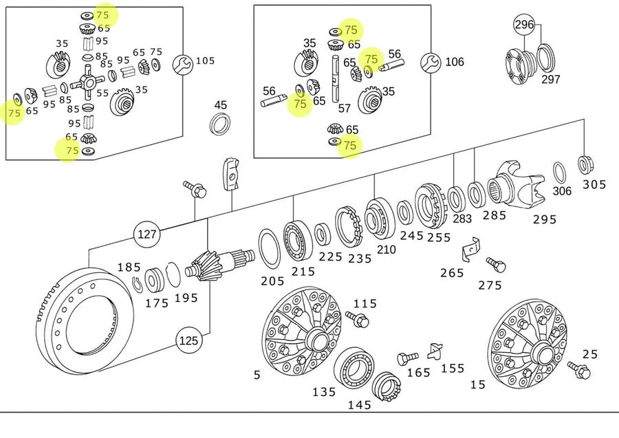 ARRUELAS SATELITES CAIXA EIXO HL4/063 - R390 MB OF1721 (9733530124)