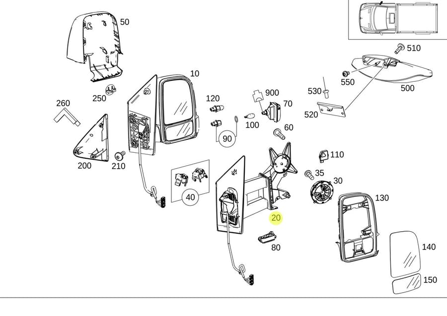 RETROVISOR EXTERNO DIREITO  MB SPRINTER (9108108202)