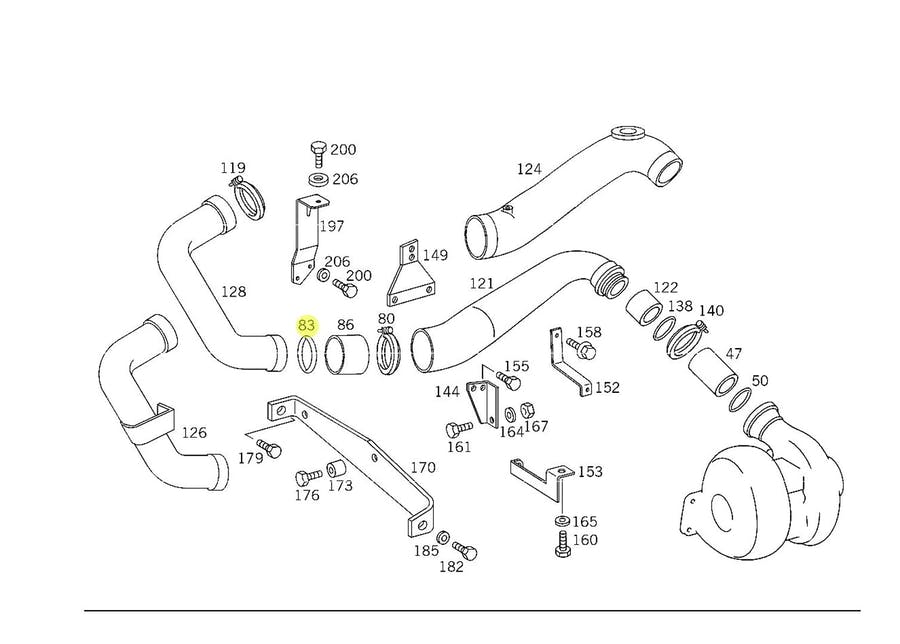 ANEL TURBO-INTERCOOLER SILICONE OM366LA (3769977145_)