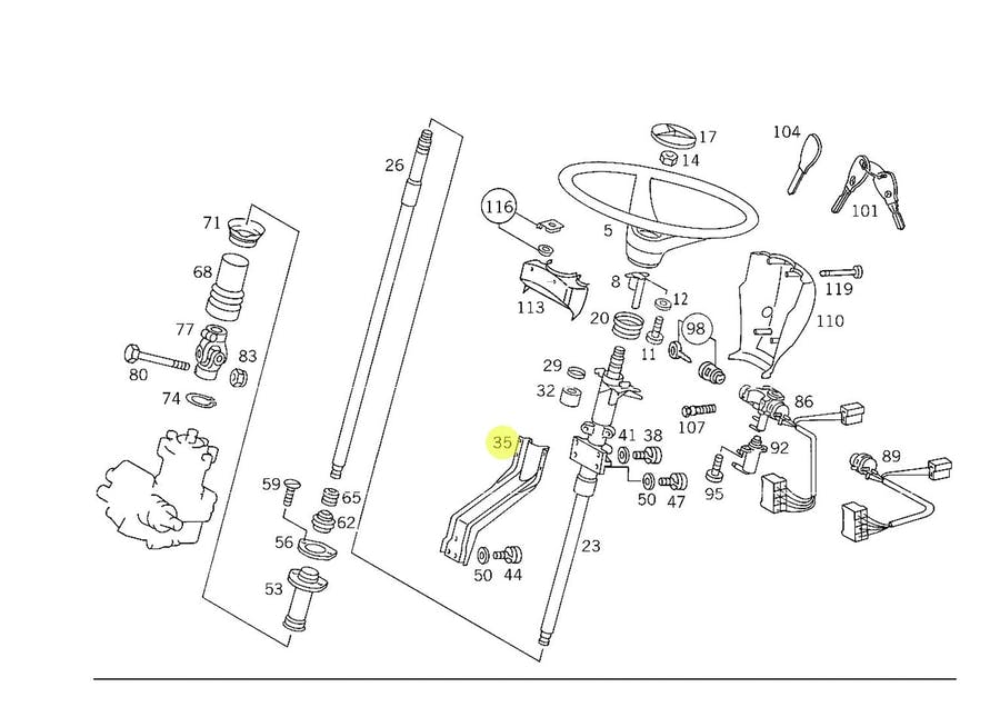 SUPORTE COLUNA DIRECAO MB L1215 LK1215 OF1620 LA1418 LAK1418 L1214 L1218 L1414 L