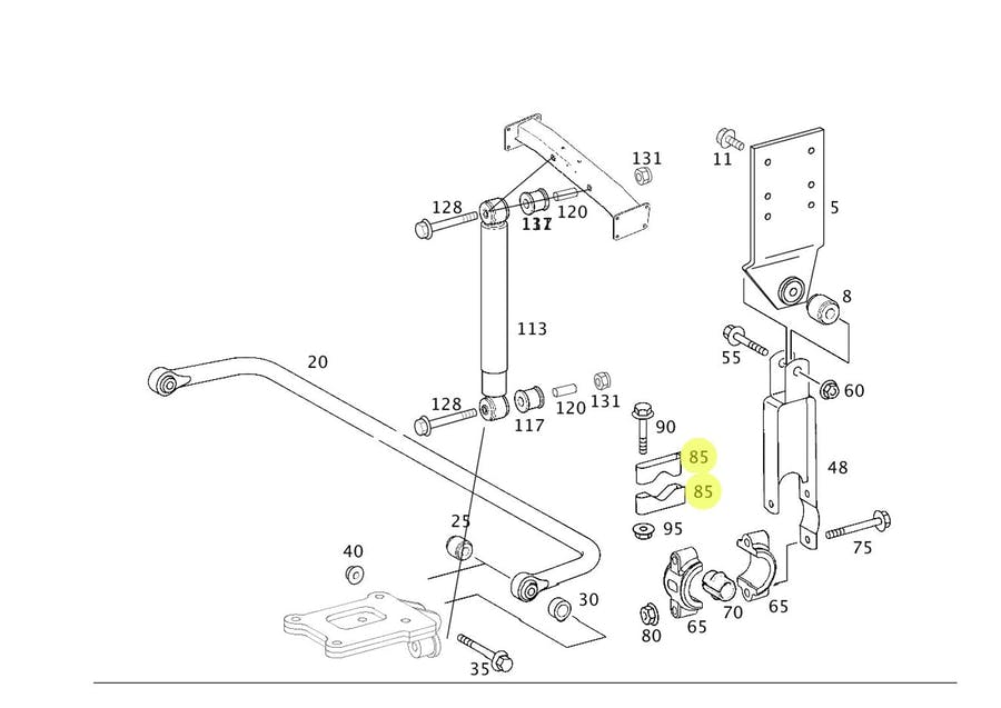 ABRACADEIRA BARRA ESTABILILZADORA TRASEIRO MB ACELLO 710 715 915 ATEGO 1315 1518