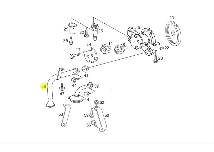 TUBO PESCADOR BOMBA OLEO MB 1935 COM MOTOR OM447 (4271800052)