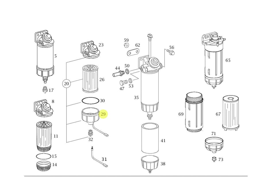 CANECA FILTRO SEDIMENTADOR SENSOR TIPO MANN ALTO MB AXOR 1933 2035 2040 2044 253